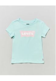 T-shirt verde acqua a maniche corte con logo batwing rosa