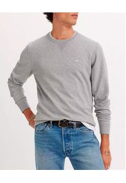 Maglia Levi's grigia girocollo in cotone stretch con taglio felpa e logo batwing piccolo sul petto