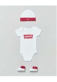 Set a tre pezzi in cotone bianco e rosso