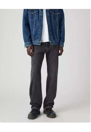 Jeans 555 Relaxed Straight lavaggio nero stone washed in cotone e lino