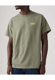 T-shirt verde militare relaxed fit con logo e cactus ricamati sul petto