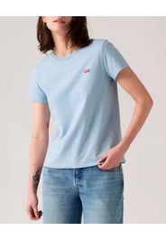 T-shirt azzurra Levi's® in cotone con micro logo Batwing ricamato sul petto