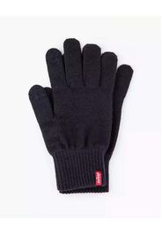 Guanti Levi's blu tinta unita con piccola etichetta rossa porta logo e touch screen