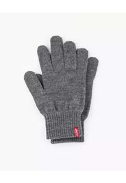 Guanti Levi's grigi tinta unita con piccola etichetta rossa porta logo e touch screen