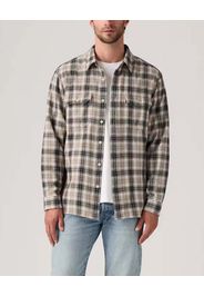 Camicia overshirt Levi's in flanella di cotone a fantasia check noce e grigia