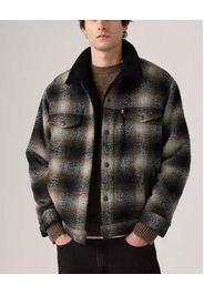 Giacca trucker sherpa Levi's in lana a fantasia check noce e nera