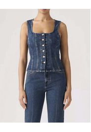 Top in denim aderente Levi's con scollatura squadrata e abbottonatura frontale