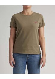 T-Shirt Perfect a maniche corte Levi's verde militare in cotone con logo batwing piccolo