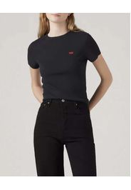 T-Shirt sportiva Essential Levi's a maniche corte nera in cotone a costine