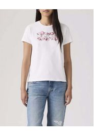 T-Shirt Perfect a manica corta Levi's bianca con stampa batwing a fiori rosa