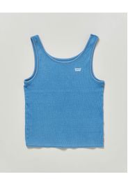 Canotta Levi's effetto denim in puro cotone a costine con mini logo bianco