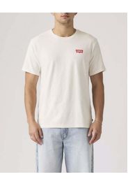 T-shirt Levi's bianca in cotone fiammato con stampa grafica sul retro