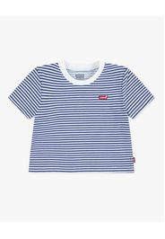 T-shirt Levi's in cotonea righe bianche e blu con logo batwing rosso
