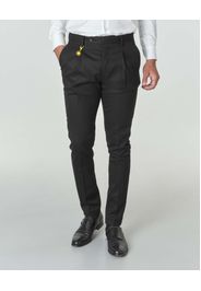Pantalone nero in tela di lana stretch