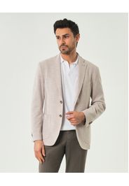 Blazer Manuel Ritz beige in maglia di cotone e lino micro armatura