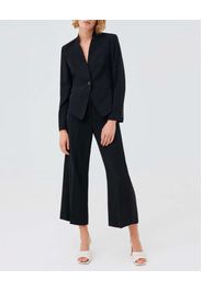 Blazer corto nero in crêpe envers satin a un bottone