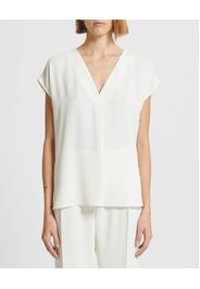 Blusa in crêpe envers satin bianca con maniche ad aletta e scollo a V Marella ART.365
