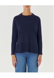 Maglia blu in viscosa con bottoni dorati ai polsi