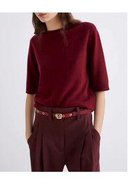 Maglia bordeaux Marella in cashmere a maniche corte con scollo con taglio a vivo