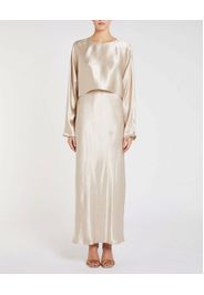 Slip dress color sabbia Marella in tessuto effetto raso con spalline sottili e casacca a maniche lunghe