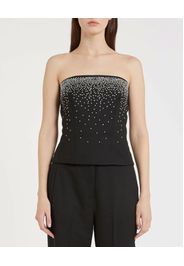 Bustier nero Marella con scollo dritto in misto viscosa con ricamo con borchie e strass
