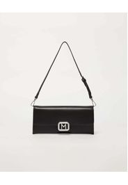 Pochette nera Marella in similpelle liscia con fibbia logo dorata e doppia tracolla rimovibile
