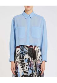 Camicia azzurra cropped Marella 365 in georgette con maxi tasche sul petto