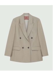 Giacca greige doppiopetto Stella x Marella in sablè di misto lana