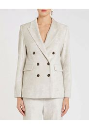 Blazer doppiopetto color sabbia Marella in jersey effetto velluto a coste di misto viscosa