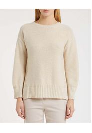 Maglia girocollo color panna Marella MONOCHROME in misto lana con paillettes all over