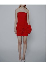 Abito bustier corto rosso Marella Art. 365 in crêpe envers satin con fiocco