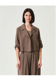 Shacket cropped color nocciola Marella Monochrome in misto lino