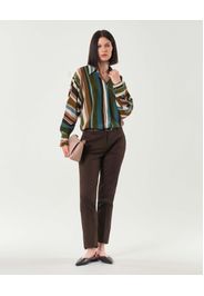 Pantaloni color testa di moro dalla linea aderente dritta in gabardina di cotone stretch