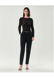 Pantaloni neri in cady Max Mara Studio con pinces e cintura in vita in similpelle