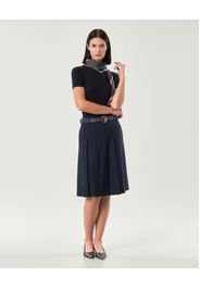 Gonna midi blu a pieghe Max Mara Studio in saglia di lana vergine con cintura in vita