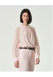 Blusa rosa girocollo Max Mara Studio in pura seta con arricciatura sullo scollo