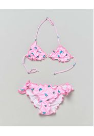 Bikini Cris MC2 Saint Barth a triangolo in fantasia a onde rosa con stampa tartarughe colorate