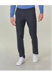 Pantalone Meyer Bonn blu in micro pied de poule di misto cotone e lana stretch a gamba dritta
