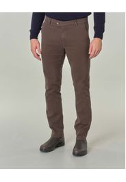Pantaloni verde militare in tessuto armaturato di cotone stretch a gamba dritta