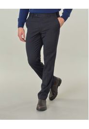 Pantalone Oslo blu in flanella di misto lana stretch a gamba dritta