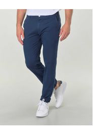 Pantalone Rio color indaco in piqué di cotone stretch a gamba dritta