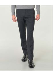 Pantalone Oslo grigio scuro in flanella di misto lana stretch a gamba dritta