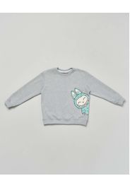 Felpa Mousse grigia in cotone con stampa Labubu verde acqua