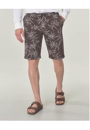 Bermuda chino marrone in fantasia foglie con coulisse in vita