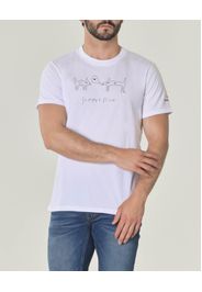 T-shirt bianca mezza manica in jersey di cotone con stampa Summer Fling