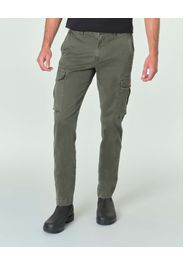 Pantalone cargo My Stuff verde militare in gabardina di cotone stretch