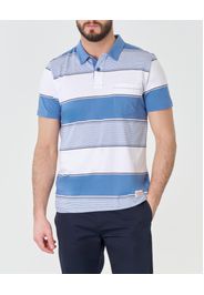 Polo mezza manica in pima cotton a righe bianche e azzurre con taschino