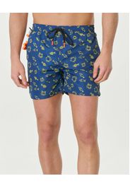 Boxer mare blu con stampa grafica pesci