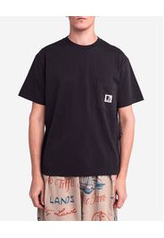 T-shirt loose-fit Olow nera con taschino e patch porta logo al petto