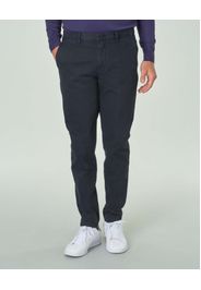Pantalone chino blu in cotone stretch micro armatura